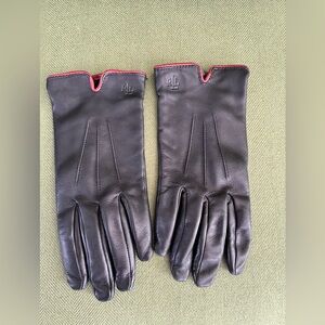 Ralph Lauren Black Gloves with Red Trim